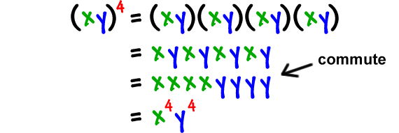 ( xy )^4 = ( x^4 )( y^4 )