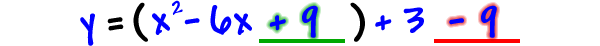 y = ( x^2 - 6x + 9 ) + 3 - 9