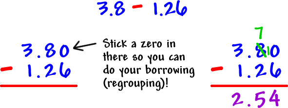Decimals - Cool math Pre-Algebra Help Lessons - How to Subtract