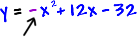 y = -x^2 + 12x - 32