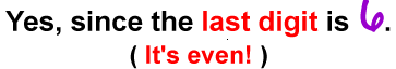 Yes, since the last digit is 6.  ( It's even! )