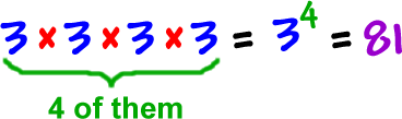 3 x 3 x 3 x 3 (four of them) = 3^4 = 81