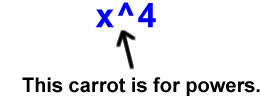 x^4 ... this carrot is for powers