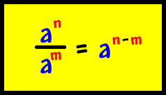 Exponent Rule #2:  a^n / a^m = a^(n-m)