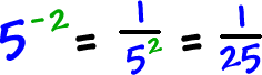 5^-2 = 1 / 5^2 = 1 / 25