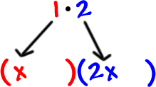 1 * 2 gives ( x     ) ( 2x     )