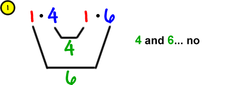 1) 1 * 4 and 1 * 6 ... the inner terms give 4 and the outer terms give 6 ... 4 and 6 ... no