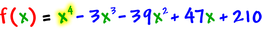 f ( x ) = x^4 - 3x^3 - 39x^2 + 47x + 210