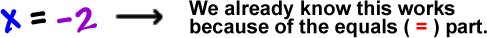 when x = -2 we already know this works because of the equals ( = ) part