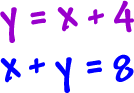 y = x + 4 ... x + y = 8