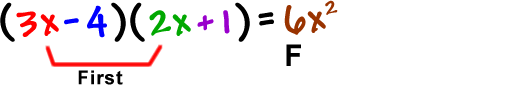 ( 3x - 4 )( 2x + 1 ) = 6x^2...