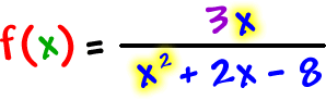 f ( x ) = ( 3x ) / ( x^2 + 2x - 8 )