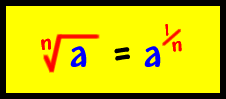 the nth root of a = a^(1/n)