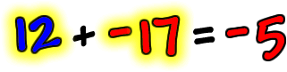 12 + -17 = -5