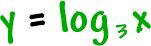 y = log to the base 3( x )