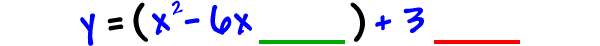 y = ( x^2 - 6x ____ ) + 3 ____
