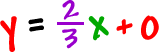 y = ( 2 / 3 )x + 0