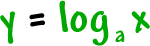 y = log to the base a( x )