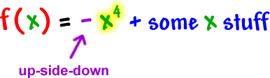 f( x ) = -x^4 + some x stuff  ...  the - means it's up-side-down