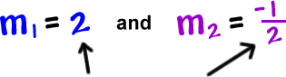 m1 = 2 and m2 = -1 / 2