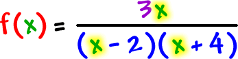 f( x ) = ( 3x ) / ( ( x - 2 )( x + 4 ) )