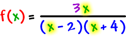 f( x ) = ( 3x ) / ( ( x - 2 )( x + 4 ) )