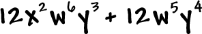 12x^2 w^6 y^3 + 12w^5 y^4