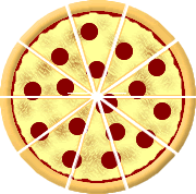 pizza cut into 10 equal pieces