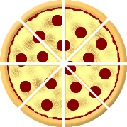  a whole pizza cut into 8 equal pieces