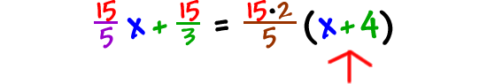 (15/5)x + 15/3 = ( (15)(2)/5 )( x + 4 )