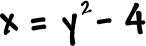 x = y^2 - 4
