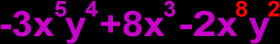 -3x^5y^4+8x^3-2x^8y^2